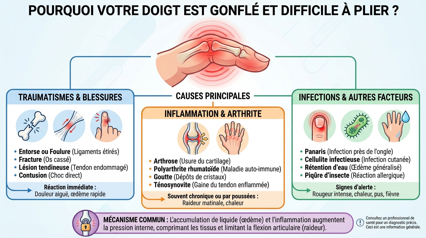 Pourquoi votre doigt est gonflé et difficile à plier 1 Solutions et traitements