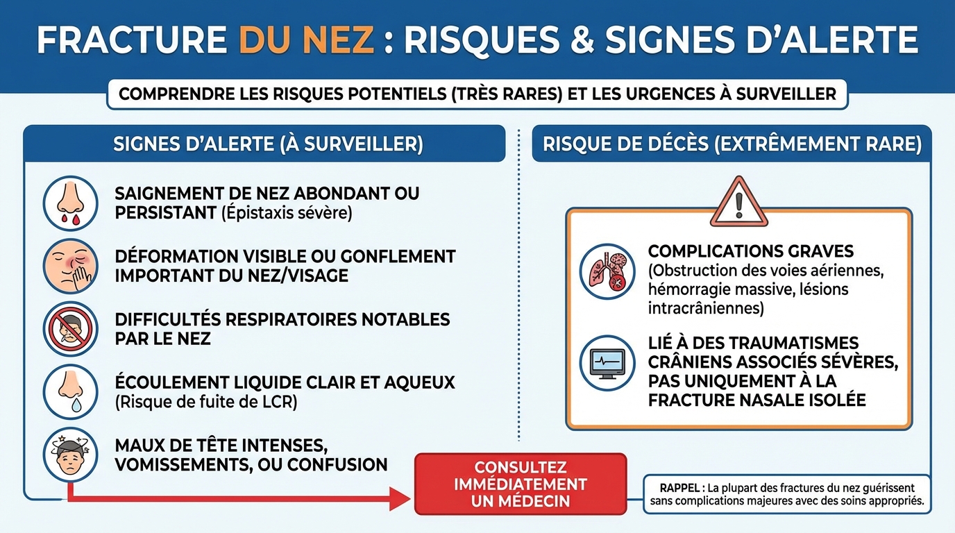 Fracture du nez : risque de décès et signes d'alerte 1 Signes d'alerte