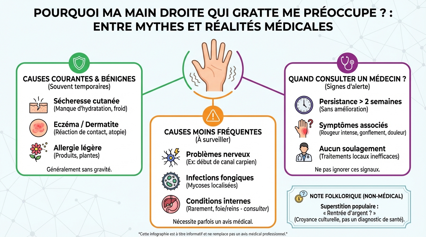 Pourquoi ma main droite qui gratte me préoccupe ? 1 Croyances populaires